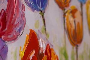 Acrylbild handgemalt Flowers of Joy Massivholz - Textil - 120 x 60 x 4 cm