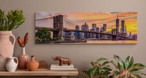 Image Panorama New York Architecture 3D Beige - Marron - Vert - Textile - 145 x 45 x 45 cm