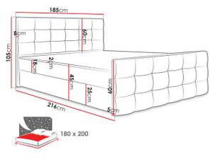 Boxspringbett Milano 1 Grau - Breite: 185 cm