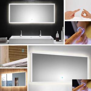 Badmöbel Waschtisch & LED-Spiegel Set Weiß - Holzwerkstoff - 140 x 190 x 48 cm