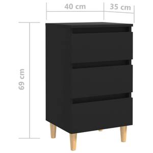 Nachttisch 3009517-1 Schwarz - Holzwerkstoff - 40 x 69 x 35 cm