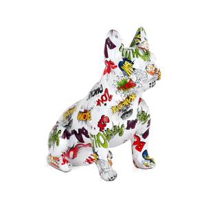 Sitzende Französische Bulldogge Skulptur Weiß - 28 x 30 x 17 cm