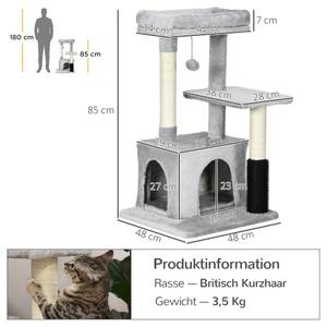 Kratzbaum D30-467 Grau - Holzwerkstoff - 48 x 80 x 48 cm