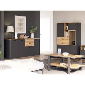 Wohnzimmer Leone 30 (3-teilig) LED Grau - Holzwerkstoff - 297 x 160 x 42 cm