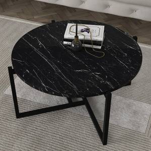 Couchtisch Noce in Marmoroptik Schwarz Schwarz - Holzwerkstoff - 73 x 36 x 73 cm