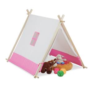 Tente pour enfants Marron - Rose foncé - Blanc - Bois manufacturé - Textile - 120 x 92 x 86 cm