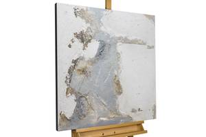 Acrylbild handgemalt Stone Wall Grau - Massivholz - Textil - Holz teilmassiv - 80 x 80 x 4 cm