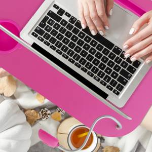 Laptopkissen mit Licht pink Pink - Holzwerkstoff - Kunststoff - Textil - 44 x 5 x 34 cm