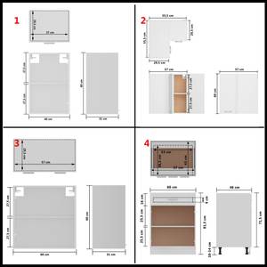 Küchenschrank-Set Weiß - Holzwerkstoff - Massivholz - 76 x 82 x 80 cm