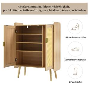 Sideboard Kommode Coeus Ⅲ Braun - Holzwerkstoff - Metall - Polyrattan - Massivholz - Holzart/Dekor - 35 x 106 x 80 cm