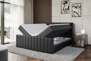 Boxspringbett EDITA-Z Hochglanz Schwarz - Breite: 200 cm - H4