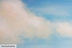 Tableau peint à la main Mélodie des Mers Bleu - Bois massif - Textile - 120 x 60 x 4 cm