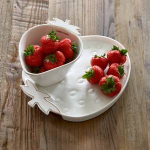 Leckeres Erdbeer-Sieb Geschirr assecoire Gold - Weiß - Porzellan - 14 x 8 x 18 cm