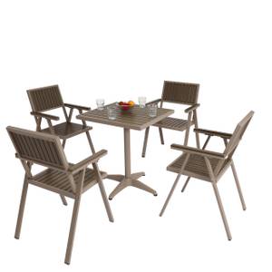 4er-Set Gartenstuhl+Gartentisch J95 Beige - Grau