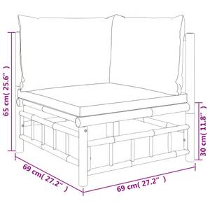 Garten-Lounge-Set 3028492-2 (3-teilig) Weiß - Bambus - 69 x 65 x 69 cm