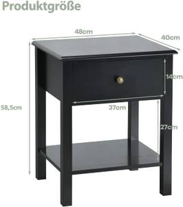 Nachttisch Nachtkommode Schwarz - Holzwerkstoff - 40 x 59 x 48 cm