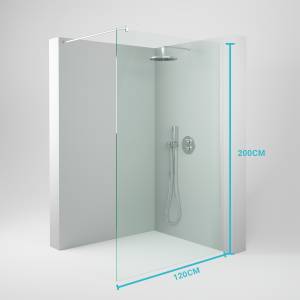 Walk-In-Dusche HLO-GUB2 Glas - Metall - 120 x 200 x 1 cm