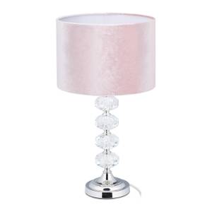 Tischlampe Kristall und Samt in Rosa Pink - Silber - Glas - Metall - Textil - 26 x 47 x 26 cm