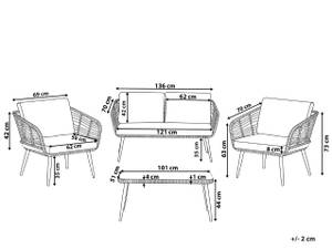 Set de jardin CORINTH II Beige - Noir - Bleu - Gris - Polyrotin - 136 x 73 x 70 cm