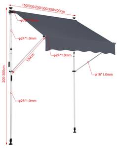 Auvent à Pince Westerly Largeur : 350 cm