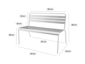 Gartenbank Max Braun - Metall - 63 x 86 x 120 cm