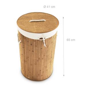 2 x Wäschekorb Bambus rund natur Hellbraun - Weiß