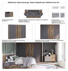 Doppelbett Valerie 1 mit LED Grau - Holzwerkstoff - 287 x 210 x 99 cm