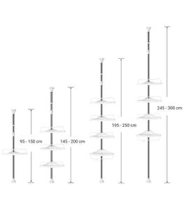 Ausziehbares Eckduschregal mit 4 Ablagen Weiß - Metall - 23 x 300 x 34 cm