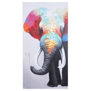 Tableau l'huile éléphant II peinte main Textile - 70 x 140 x 3 cm
