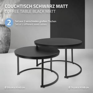 Couchtisch GIRONA 2er Set Schwarz - Holzwerkstoff - Metall - 74 x 48 x 74 cm