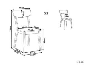 Esszimmerstuhl SANTOS 2er Set Braun - Weiß - Holzwerkstoff - 44 x 76 x 49 cm