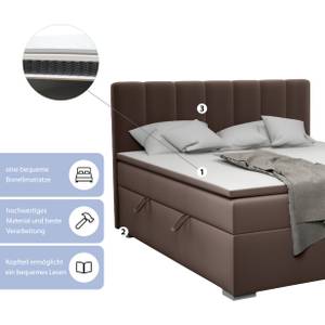 Boxspringbett Doppelbett Monaco Dunkelbraun - Breite: 140 cm