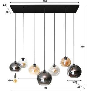 Pendelleuchte Multi Globe 7L Schwarz - Glas - 145 x 150 x 45 cm