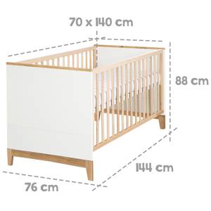 Lit bébé évolutif Finn Blanc - Bois manufacturé - 76 x 88 x 144 cm