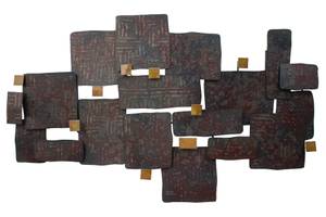Wanddeko Metall Stone Collage Braun - Metall - 103 x 62 x 7 cm