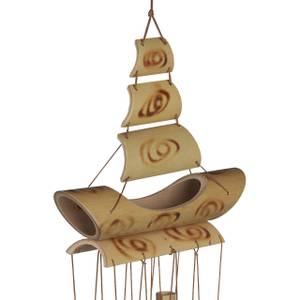 Bambus Windspiel "Segelboot" Braun - Bambus - 19 x 66 x 7 cm