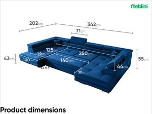 Ecksofa Carl U-Form Blau