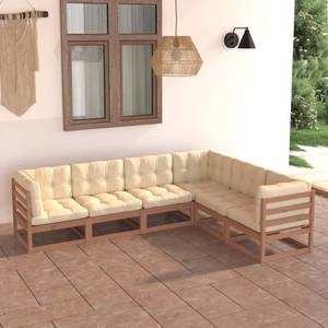 Salon de jardin (lot de 6) 3009819-2 Marron - Marron chevreuil - Blanc