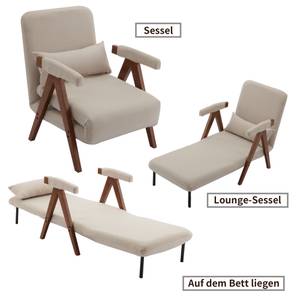 Liegesessel Dione Ⅱ Beige - Metall - Massivholz - Textil - Holzart/Dekor - 64 x 81 x 74 cm