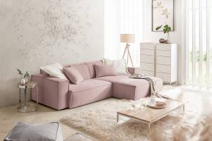 Ecksofa SAMU Sofa Feincord Pink - Ecke davorstehend rechts