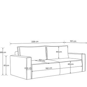 NAPI  Sofa 3 Sitzer Gelb - Breite: 228 cm