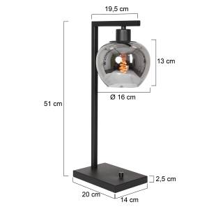 Dekorative Tischleuchte Set Lotus Schwarz - Glas - Metall - 8 x 51 x 8 cm