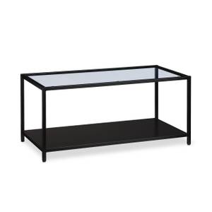 Couchtisch mit Glasplatte Schwarz - Holzwerkstoff - Glas - Metall - 100 x 45 x 50 cm