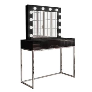 Schminktisch BLANCO GLAMOUR LED chrom Schwarz - Holzwerkstoff - 100 x 146 x 42 cm