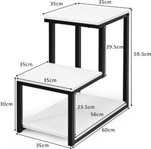 Table d'appoint à 3 Niveaux HW66231WH Blanc - Métal - 35 x 60 x 60 cm