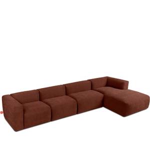 Ecksofa BUFFO 6-Sitzer Orange - Breite: 377 cm - Armlehne beidseitig montierbar - Ecke davorstehend rechts - Ottomane davorstehend rechts