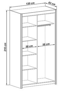 Kleiderschrank Ivona sonoma eiche 2-trg Braun - Holzwerkstoff - 120 x 216 x 62 cm