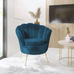 Samt Muschel Sofa Cara Dunkelblau - Gold