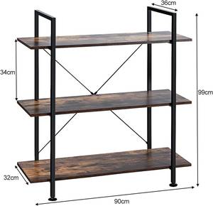 Bücherregal HW65814CF Braun - Holzwerkstoff - 36 x 99 x 90 cm