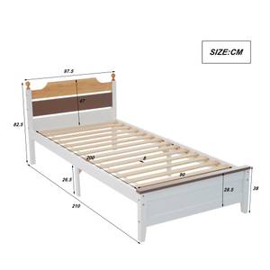 Einzelbett M222-01 Weiß - Massivholz - 98 x 83 x 210 cm